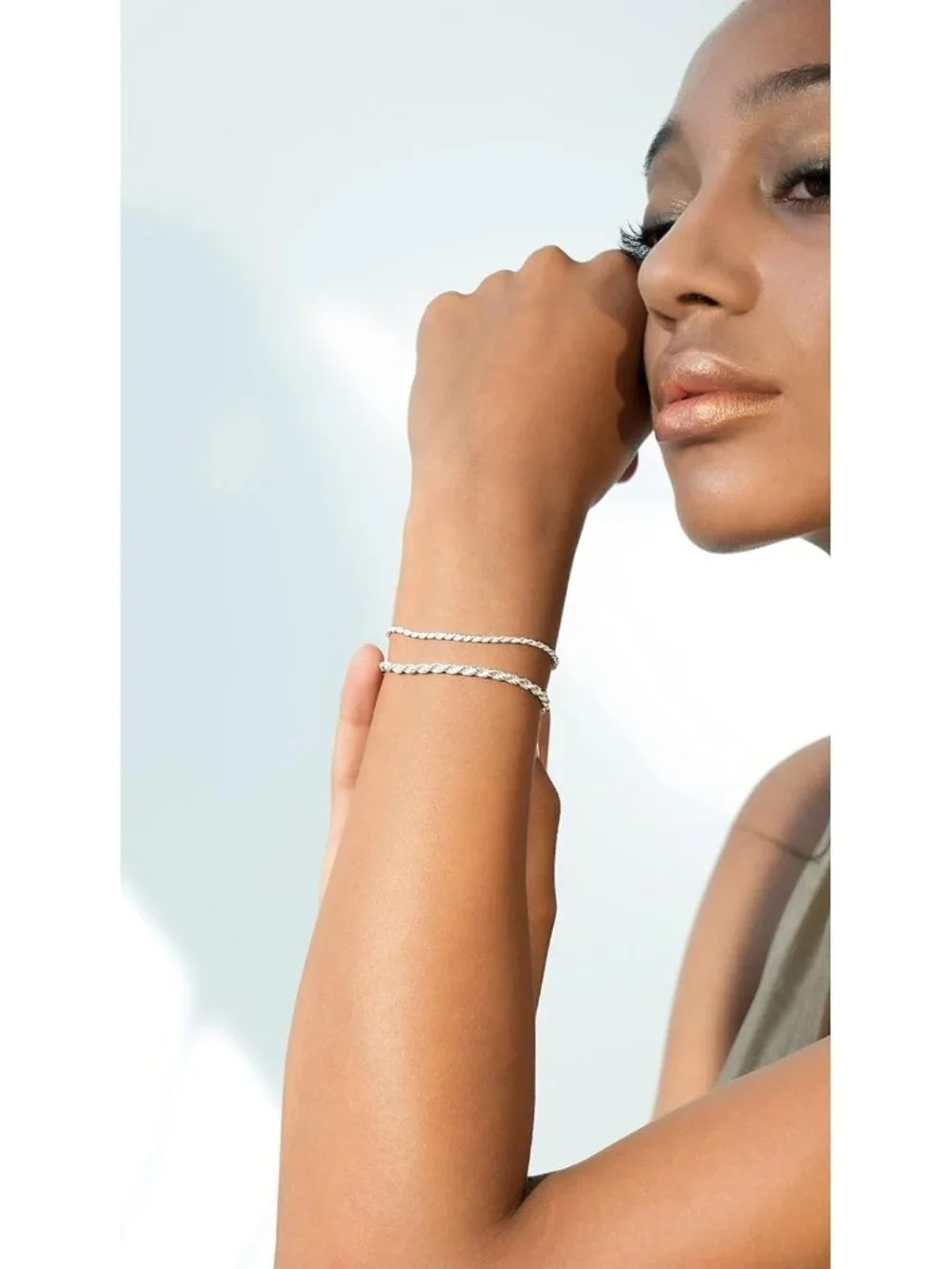 Sterling Silver Rope Bracelet for Women & Men | 2mm & 3mm Diamond-Cut Chain